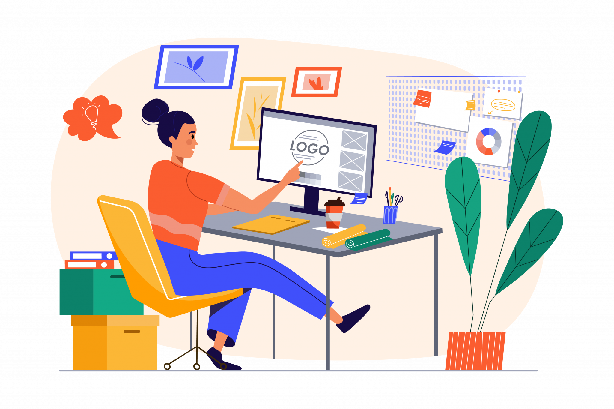 Illustration eines Webdesigners bei der Arbeit