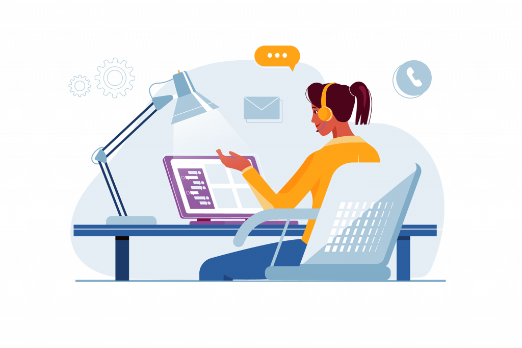 Illustration eines Kundensupporters bei der Arbeit