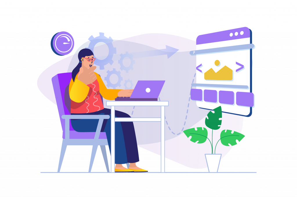 Illustration eines Webdesigners bei der Arbeit