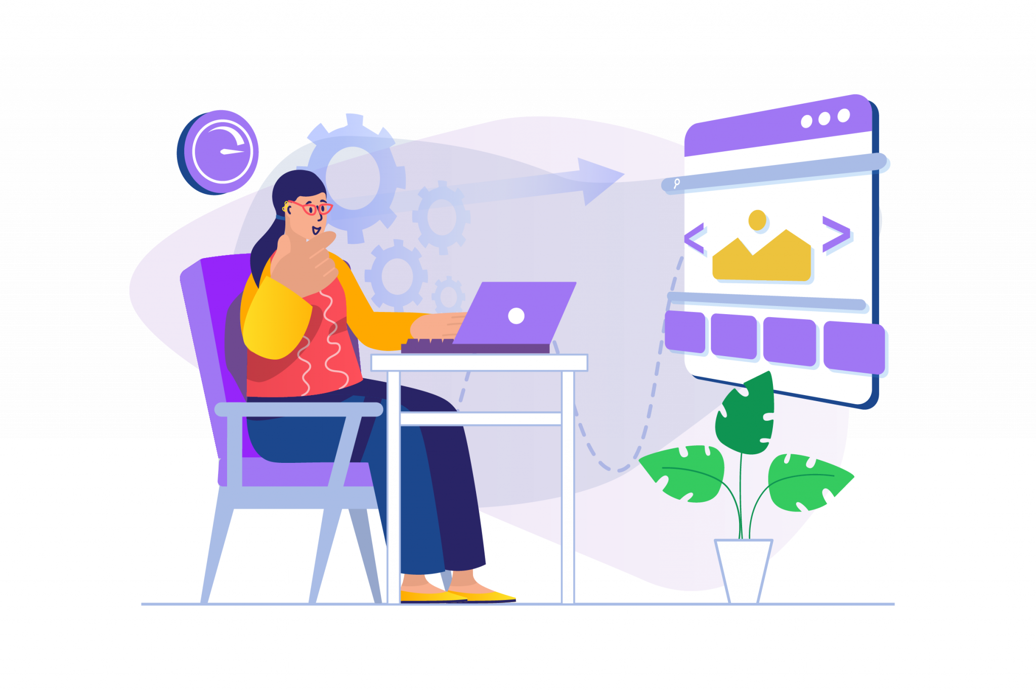 Illustration eines Webdesigners bei der Arbeit