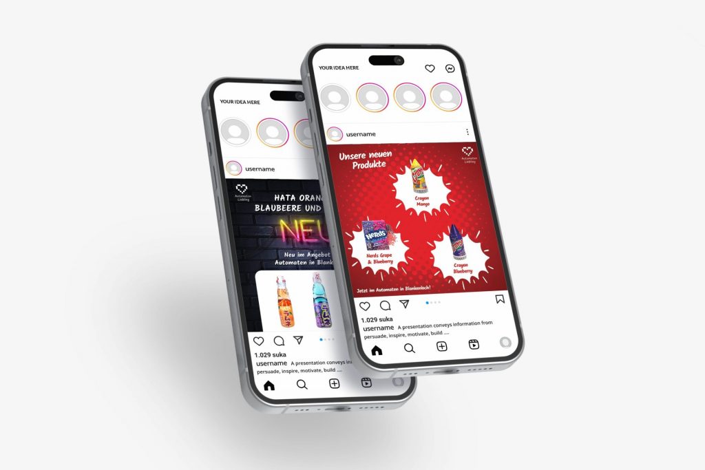 Mockup zwei Handys mit zwei Instagram-Inhalten von mir